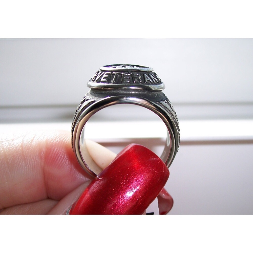 STAINLESS STEEL United States Veteran Epoxy Ring - Picture 7 of 14
